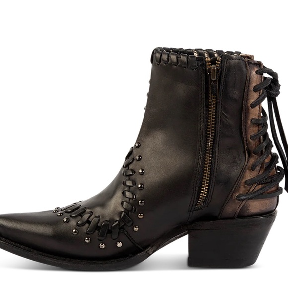 NWT FREEBIRD Walker Black Leather Whip Lace Bootie |Size 6/7 👢see recomm… - Picture 5 of 8